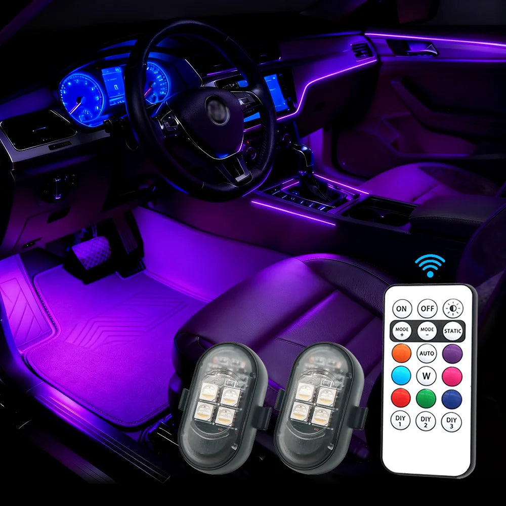 RGB Car Atmosphere Lights – Wireless, Brighter & Fully Rechargeable
