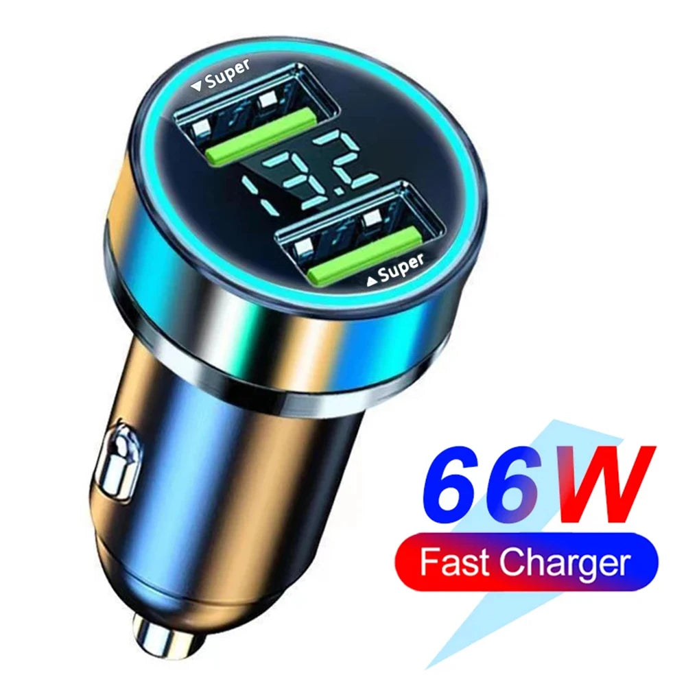 Digital Display 4USB + 2PD Car Charger – Fast, Smart, and Compact